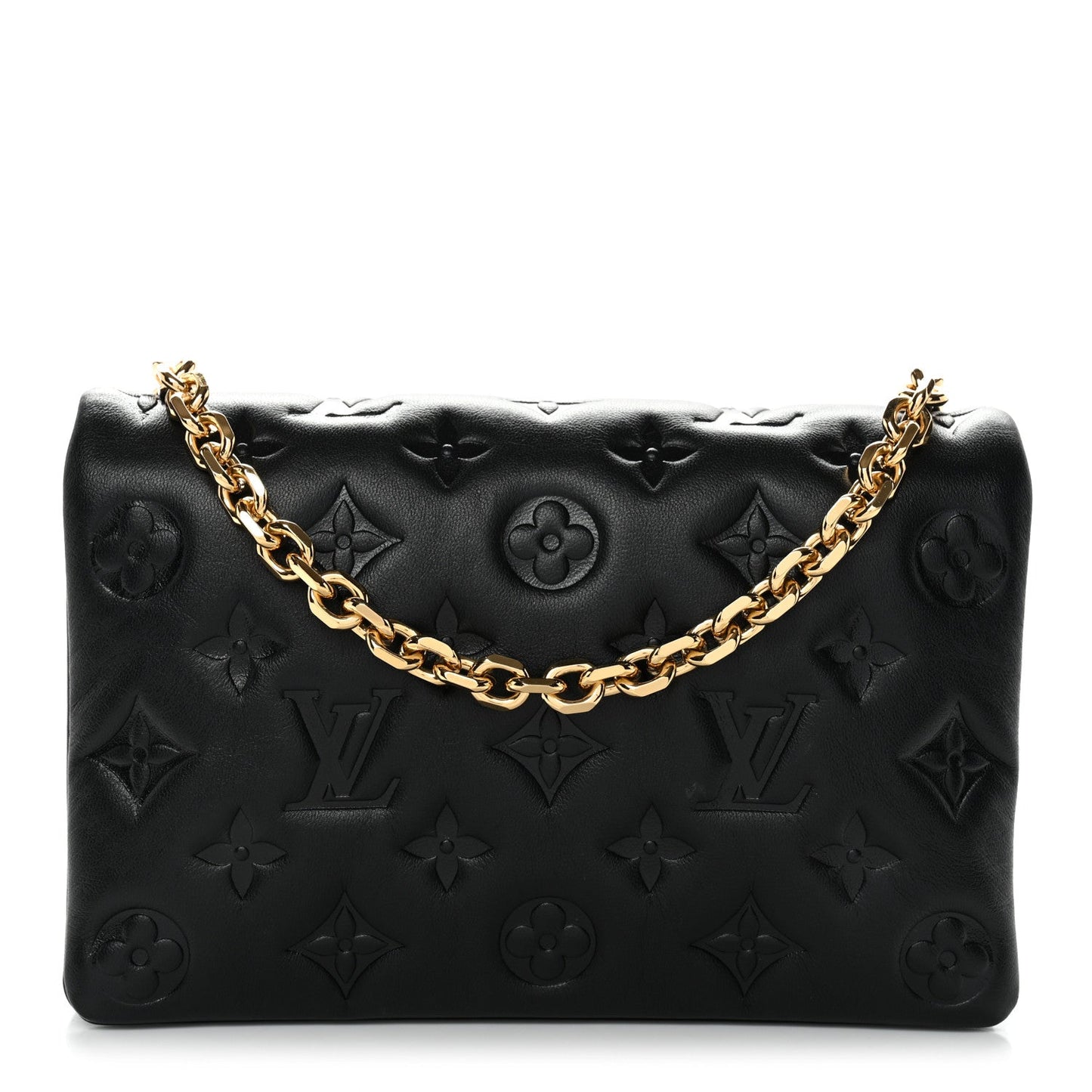 Lambskin Embossed Monogram Pochette Coussin Black