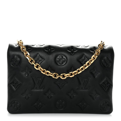 Lambskin Embossed Monogram Pochette Coussin Black