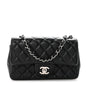 Lambskin Quilted Mini Rectangular Flap Black