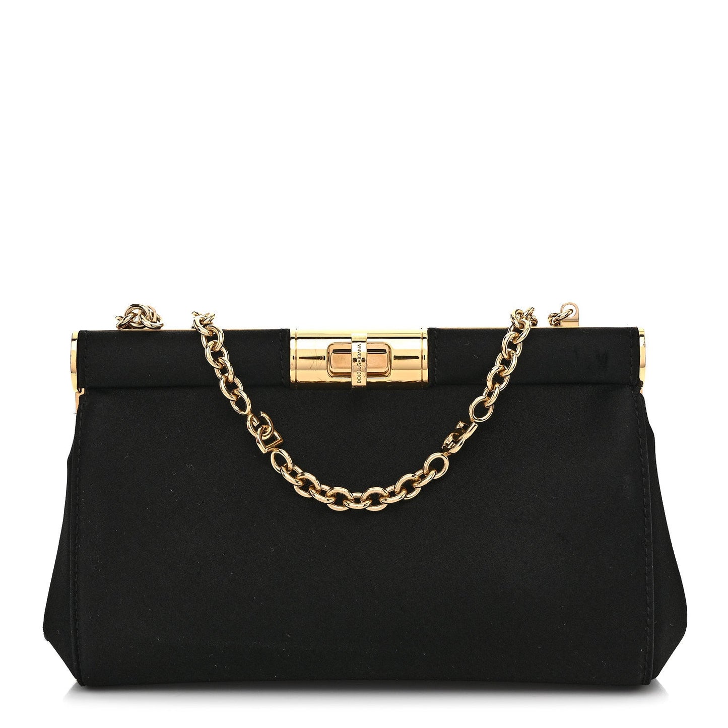 Satin Small Marlene Chain Clutch Black