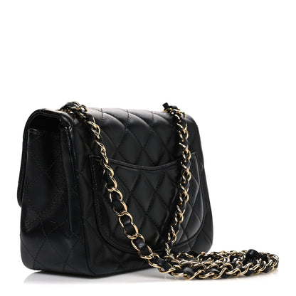 Lambskin Quilted Mini Square Flap Black