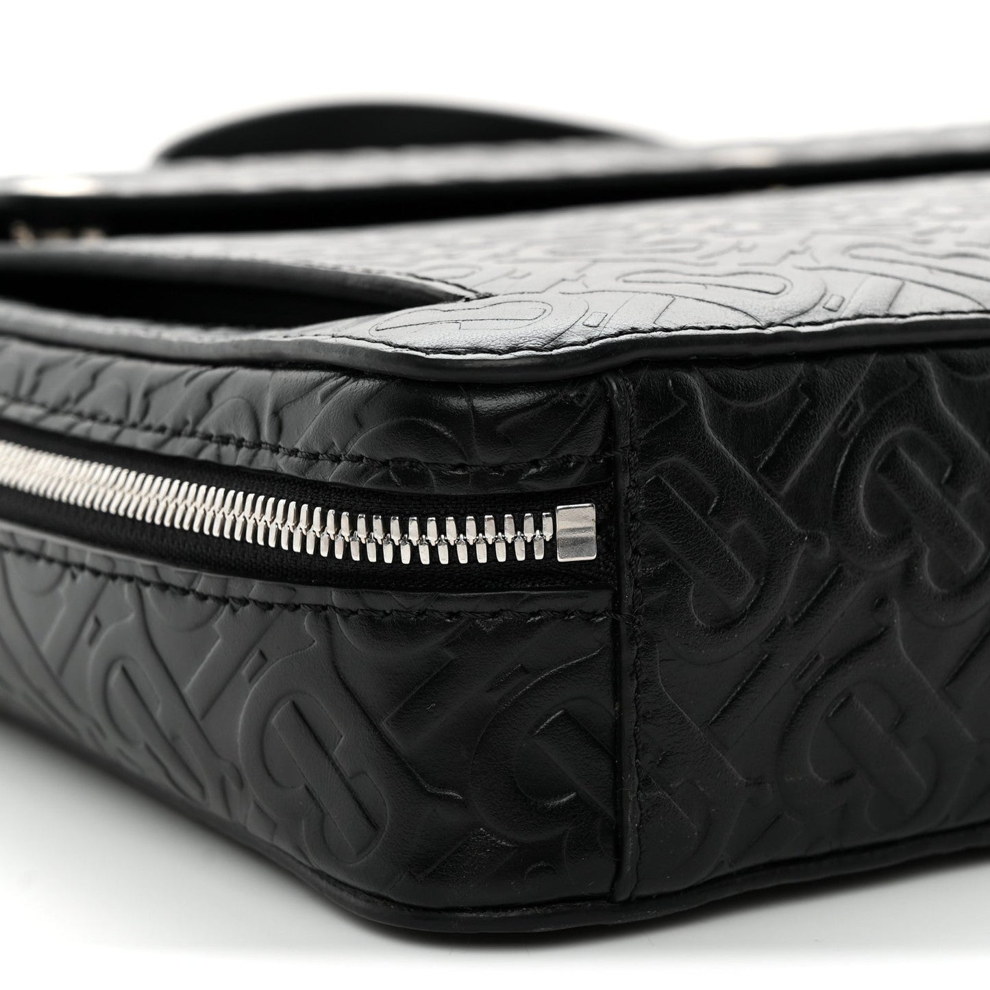 Calfskin Embossed TB Triple Stud Briefcase Black