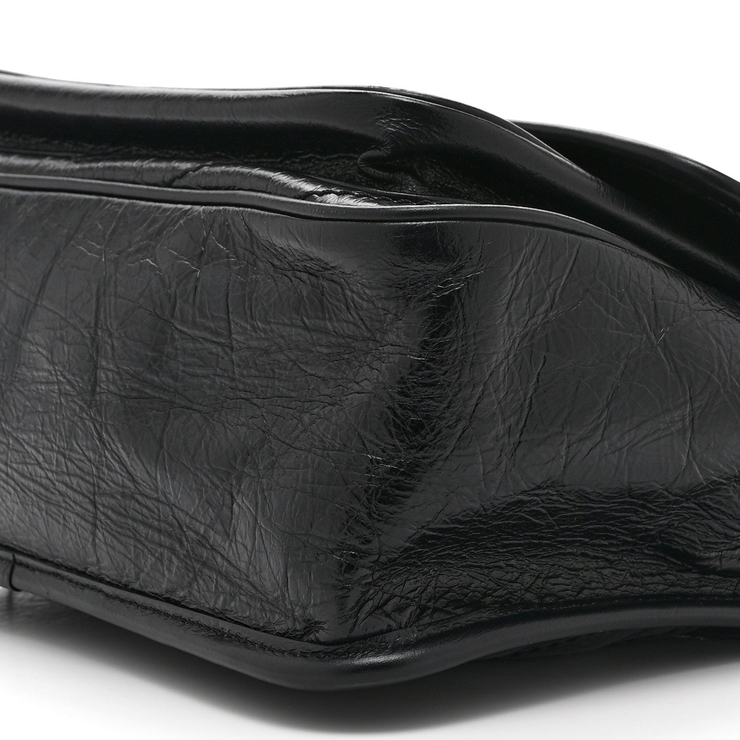 Crinkled Calfskin Matelasse Monogram Medium Niki Chain Satchel Black