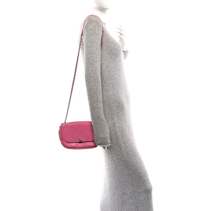 Goatskin Stitched Casual Trip Single Flap Pink