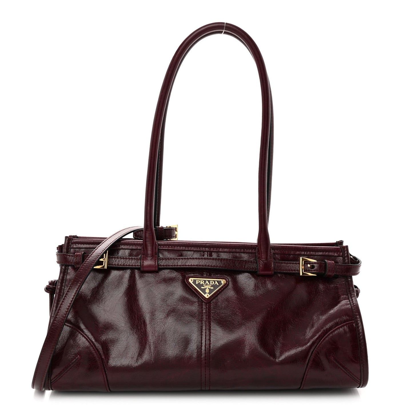 Shiny Nappa Medium Bonnie Shoulder Bag Bordeaux