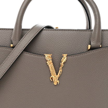 Grainy Calfskin Virtus Top Handle Tote Grey