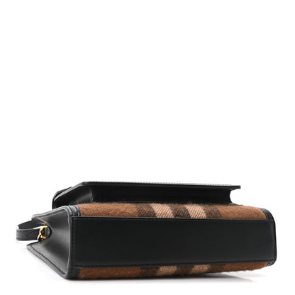 Smooth Calfskin Cashmere Check Mini Pocket Bag Brown