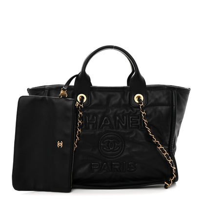 Calfskin Small Deauville Tote Black