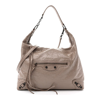 Arena Lambskin Classic Hardware Medium Le City Hobo Bag Sesame