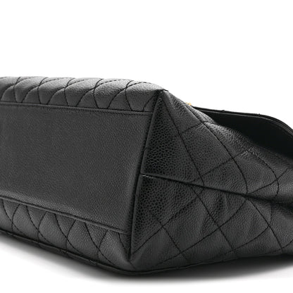 Caviar Quilted Jumbo Kelly Flap Black