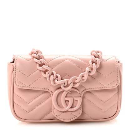Calfskin Matelasse Monochrome GG Marmont Chain Belt Bag Perfect Pink