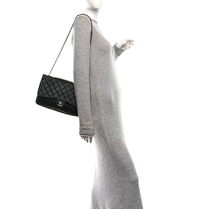 Lambskin Quilted Jumbo Chanel 3 Flap Bag Black