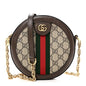 GG Supreme Monogram Web Mini Ophidia Round Shoulder Bag Brown