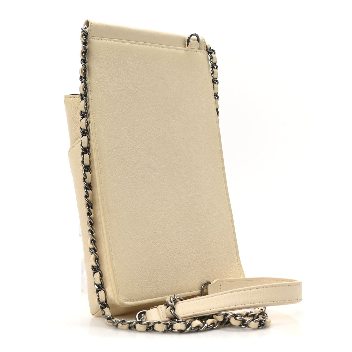 Calfskin Quilted CC Waiter Clutch With Chain White