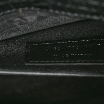 Calfskin Crocodile Embossed Medium Monochrome Monogram Sunset Black