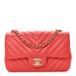Lambskin Chevron Quilted Mini Rectangular Flap Coral