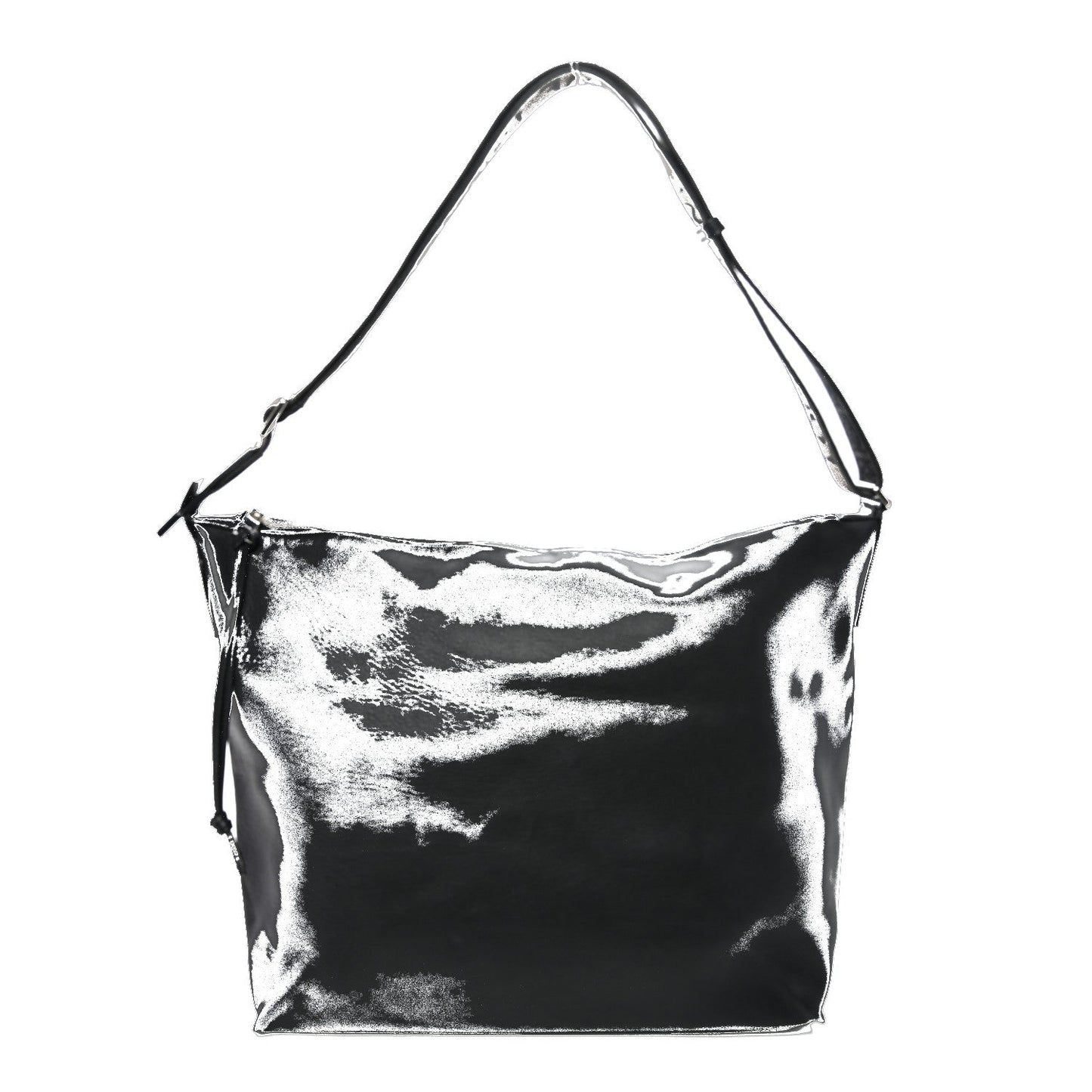 Supple Smooth Calfskin Jacquard Medium Cubi Crossbody Bag Black