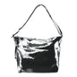 Supple Smooth Calfskin Jacquard Medium Cubi Crossbody Bag Black
