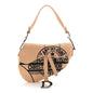 Canvas Jute Embroidered Saddle Bag Black Beige