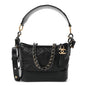 Aged Calfskin Quilted Small Gabrielle Logo Hobo Black