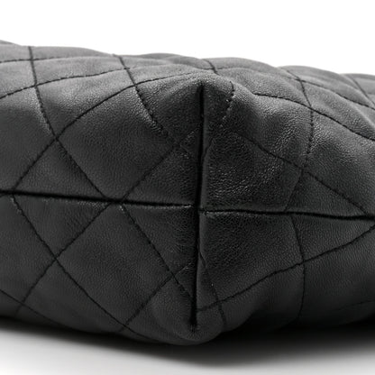 Lambskin Quilted Maxi Icare Shopping Tote Black