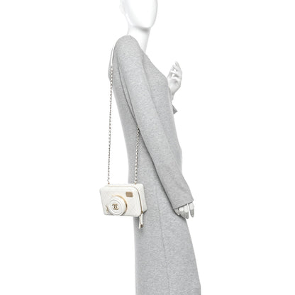 Lambskin Quilted Coco Click Bag White