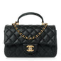 Caviar Quilted Mini Top Handle Rectangular Flap Black