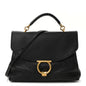 Calfskin Embossed Medium Margot Top Handle Satchel Black