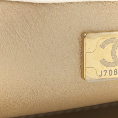 Shiny Lambskin Quilted Mini Flap White