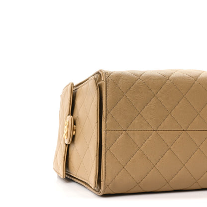 Caviar Quilted Medium Chanel 25 Handbag Dark Beige