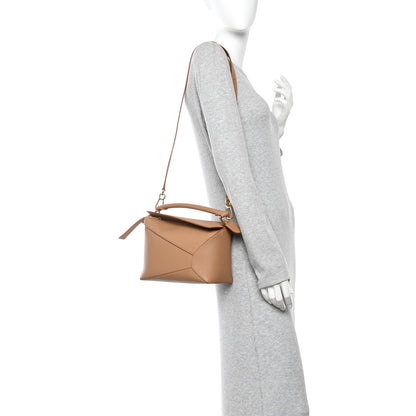 Grained Calfskin Small Puzzle Edge Bag Toffee