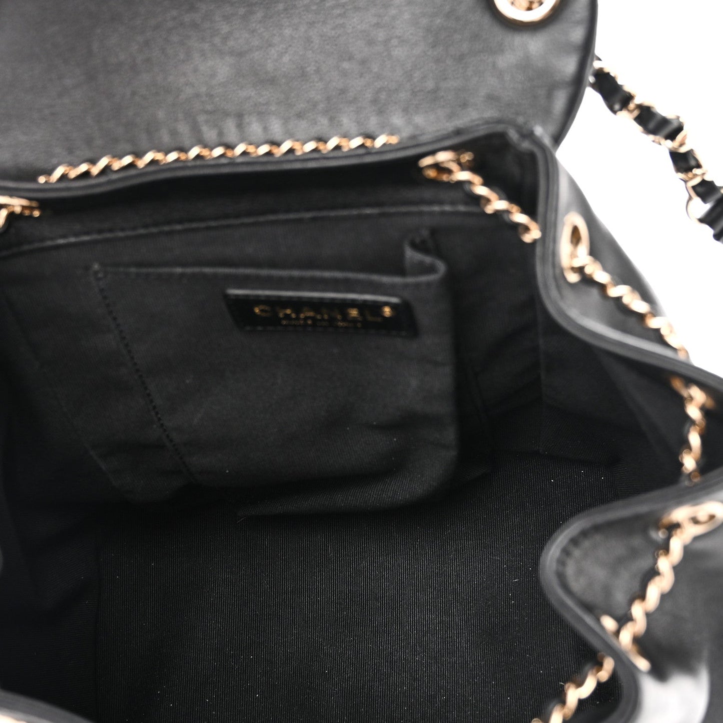 Lambskin Quilted Large Duma Drawstring Backpack Black