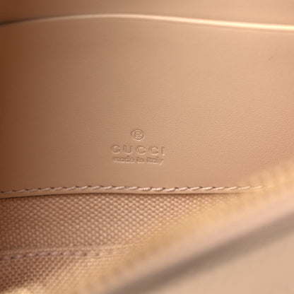 Calfskin GG Super Mini Debossed Chain Wallet Light Beige