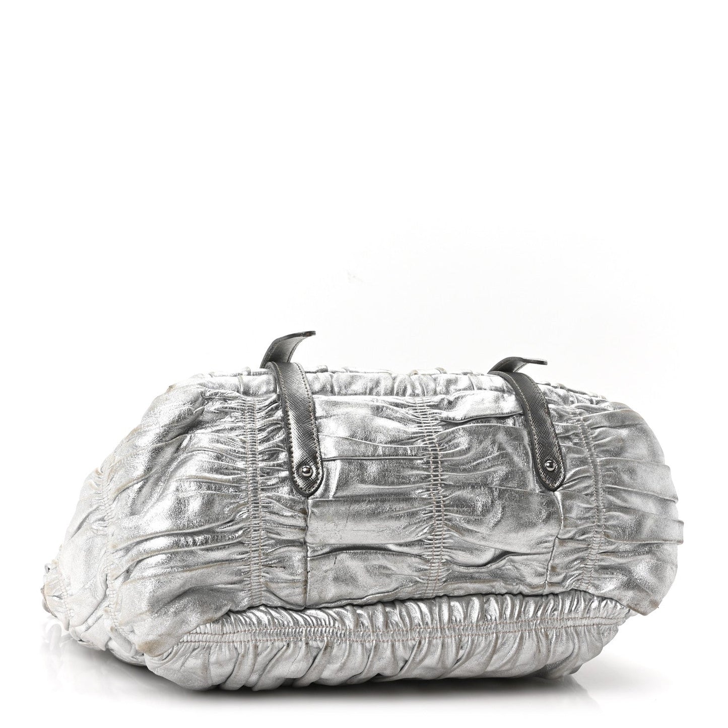 Metallic Nappa Gaufre Messenger Tote Argento