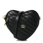 Calfskin Matelasse DDiagonal Mini Interlocking G Heart Shoulder Bag Black
