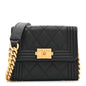 Caviar Quilted Boy Card Holder On Chain Black