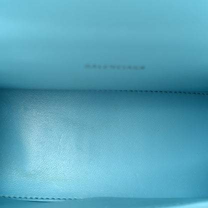 Shiny Calfskin Crocodile Embossed Hourglass Top Handle Bag XS Turquoise