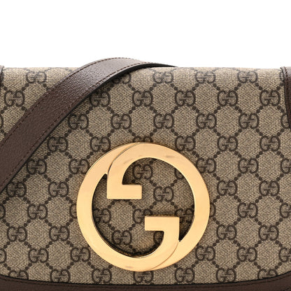 GG Supreme Monogram Textured Dollar Calfskin Blondie Chain Shoulder Flap Bag Beige Ebony New Acero