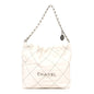 Shiny Calfskin Quilted Small Chanel 22 White Black