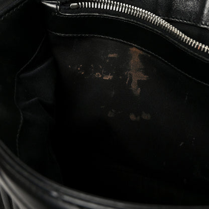Calfskin Y Quilted Monogram Medium Loulou Chain Satchel Black