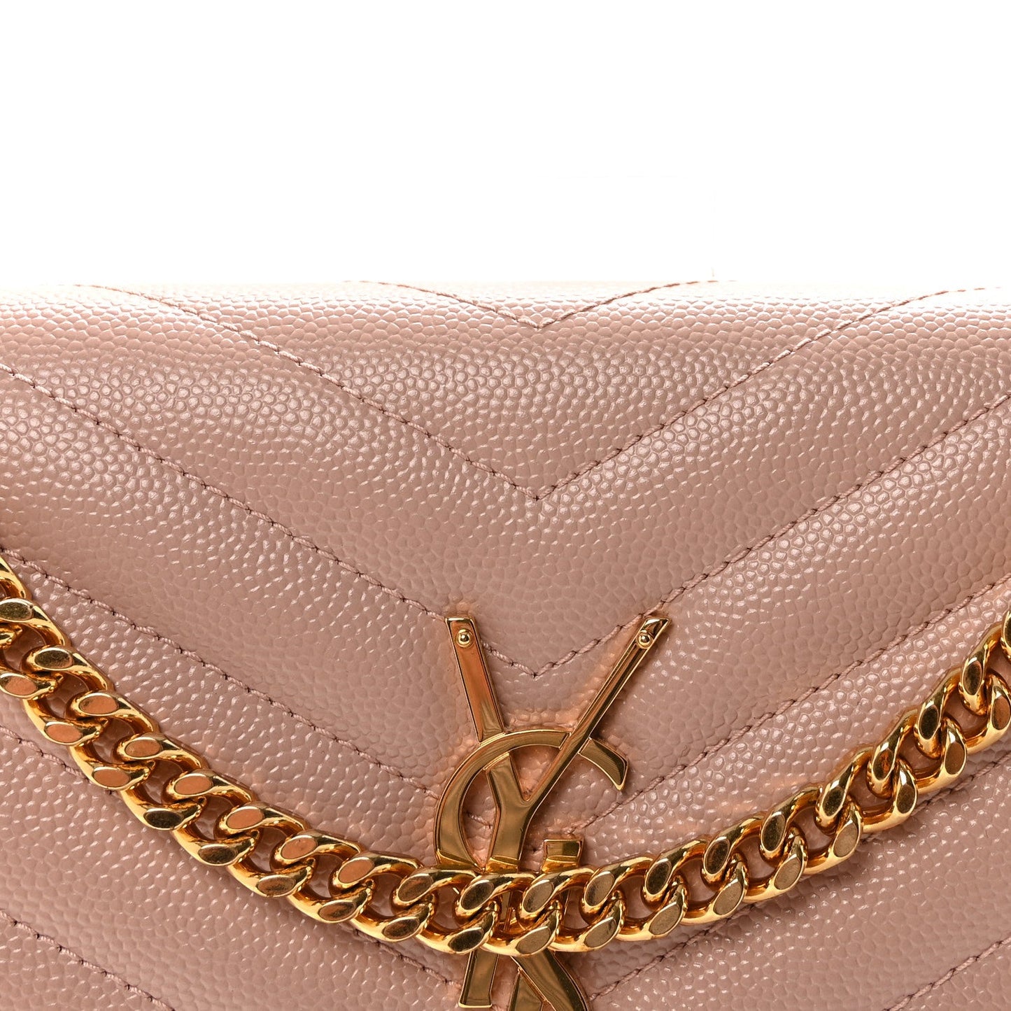 Grain De Poudre Matelasse Chevron Monogram Chain Wallet Pale Blush