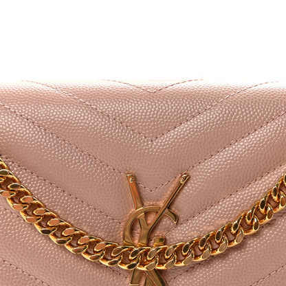 Grain De Poudre Matelasse Chevron Monogram Chain Wallet Pale Blush