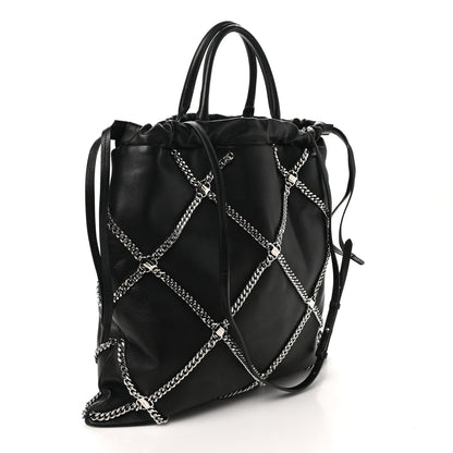 Nappa Chain Drawstring Shoulder Bag Black