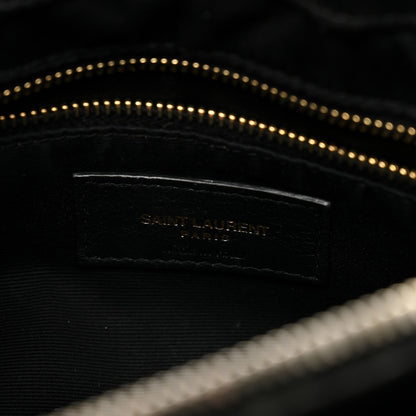 Calfskin Y Quilted Monogram Medium Loulou Chain Satchel Black