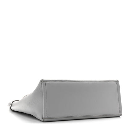 Calfskin Voyou Small North South Tote  Light Grey