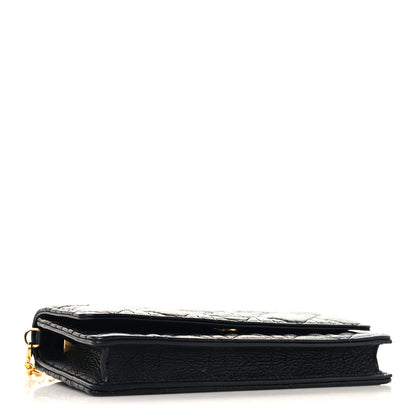Supple Calfskin Cannage Caro Belt Pouch with Chain  Black