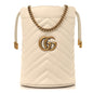 Calfskin Matelasse Mini GG Marmont 2.0 Bucket Bag White