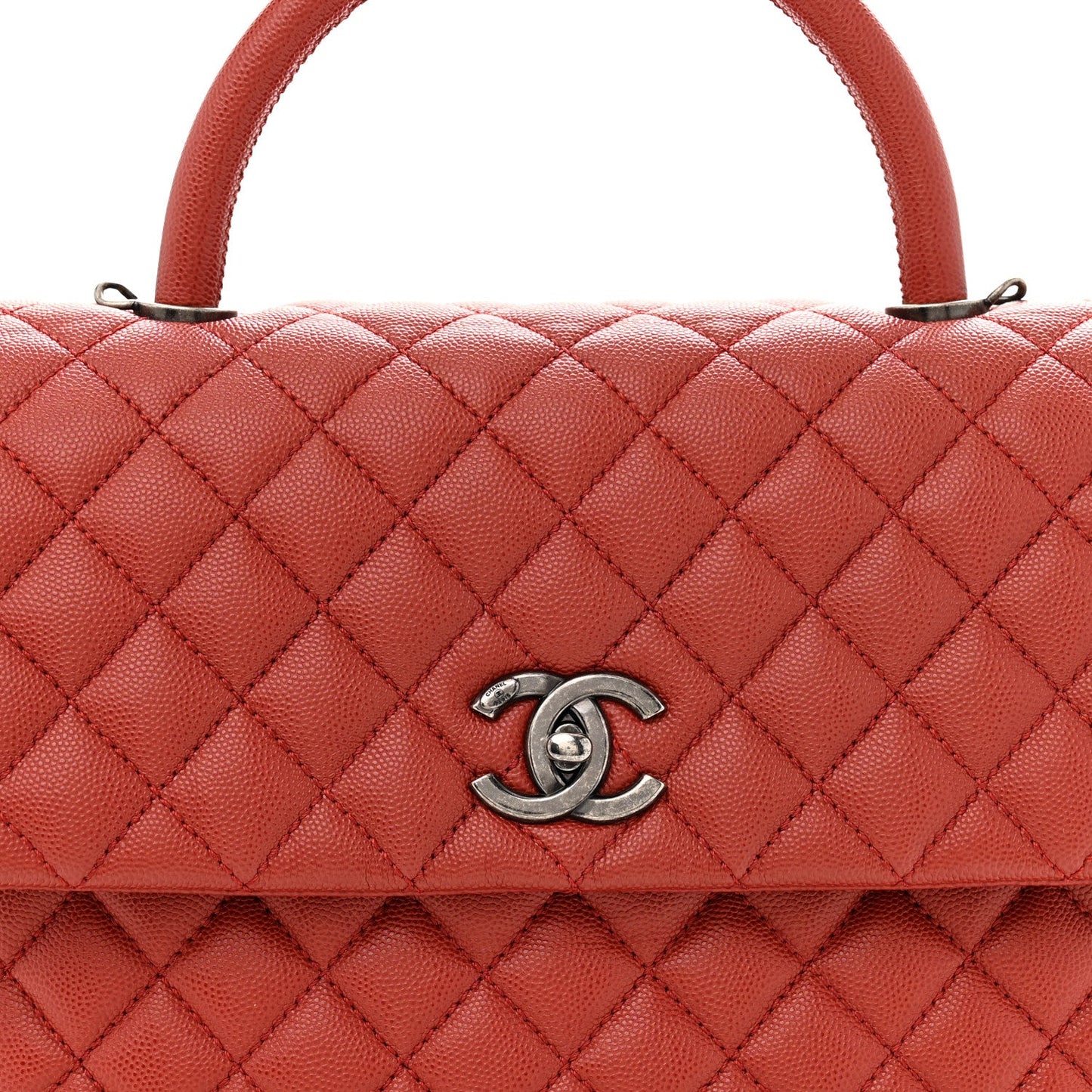 Caviar Quilted Medium Coco Handle Flap Dark Red