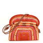 X PAULA'S IBIZA Raffia Striped Medium Flamenco Knot Clutch Bright Orange Pink