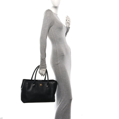 Calfskin Cerf Executive Shopper Tote Black